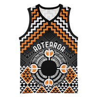 Personalised Aotearoa Niho Taniwha Motif Basketball Jersey Gold Style - Polynesian Pride
