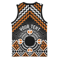 Personalised Aotearoa Niho Taniwha Motif Basketball Jersey Gold Style - Polynesian Pride