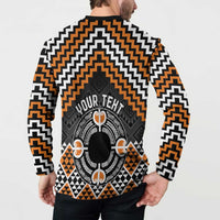 Personalised Aotearoa Niho Taniwha Motif Button Sweatshirt Gold Style LT9 - Polynesian Pride