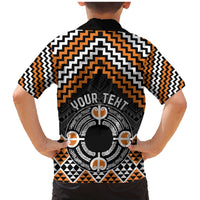 Personalised Aotearoa Niho Taniwha Motif Family Matching Mermaid Dress and Hawaiian Shirt Gold Style
