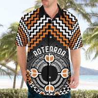 Personalised Aotearoa Niho Taniwha Motif Hawaiian Shirt Gold Style