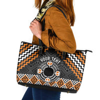 Personalised Aotearoa Niho Taniwha Motif Leather Tote Bag Gold Style LT9 Gold - Polynesian Pride