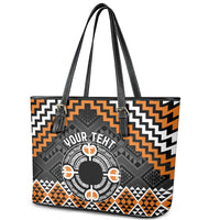 Personalised Aotearoa Niho Taniwha Motif Leather Tote Bag Gold Style LT9 - Polynesian Pride