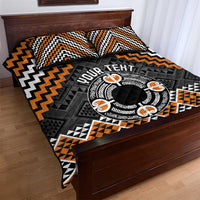 Personalised Aotearoa Niho Taniwha Motif Quilt Bed Set Gold Style