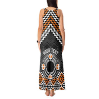 Personalised Aotearoa Niho Taniwha Motif Tank Maxi Dress Gold Style