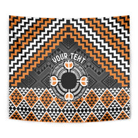 Personalised Aotearoa Niho Taniwha Motif Tapestry Gold Style