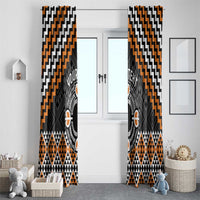 Personalised Aotearoa Niho Taniwha Motif Window Curtain Gold Style