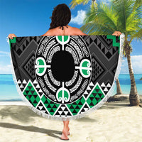 Personalised Aotearoa Niho Taniwha Motif Beach Blanket Green Style