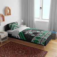 Personalised Aotearoa Niho Taniwha Motif Bedding Set Green Style LT9 - Polynesian Pride