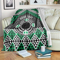 Personalised Aotearoa Niho Taniwha Motif Blanket Green Style