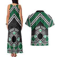 Personalised Aotearoa Niho Taniwha Motif Couples Matching Tank Maxi Dress and Hawaiian Shirt Green Style LT9 - Polynesian Pride