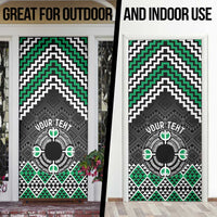 Personalised Aotearoa Niho Taniwha Motif Door Cover Green Style - Polynesian Pride