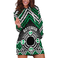 Personalised Aotearoa Niho Taniwha Motif Hoodie Dress Green Style