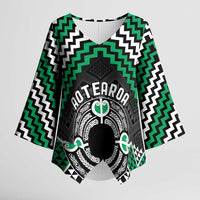 Personalised Aotearoa Niho Taniwha Motif Kimono Sleeve Blouse Green Style - Polynesian Pride