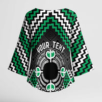 Personalised Aotearoa Niho Taniwha Motif Kimono Sleeve Blouse Green Style - Polynesian Pride