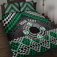 Personalised Aotearoa Niho Taniwha Motif Quilt Bed Set Green Style