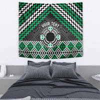 Personalised Aotearoa Niho Taniwha Motif Tapestry Green Style