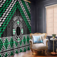 Personalised Aotearoa Niho Taniwha Motif Window Curtain Green Style
