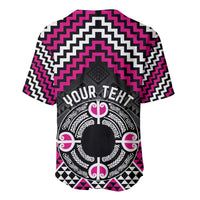 Personalised Aotearoa Niho Taniwha Motif Baseball Jersey Pink Style LT9 - Polynesian Pride