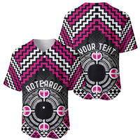 Personalised Aotearoa Niho Taniwha Motif Baseball Jersey Pink Style LT9 - Polynesian Pride