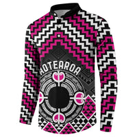 Personalised Aotearoa Niho Taniwha Motif Button Sweatshirt Pink Style LT9 - Polynesian Pride