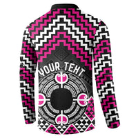 Personalised Aotearoa Niho Taniwha Motif Button Sweatshirt Pink Style LT9 - Polynesian Pride