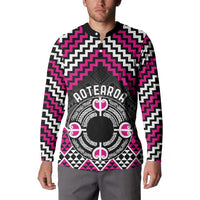 Personalised Aotearoa Niho Taniwha Motif Button Sweatshirt Pink Style LT9 - Polynesian Pride