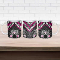 Personalised Aotearoa Niho Taniwha Motif Ceramic Mug Pink Style - Polynesian Pride