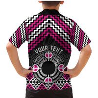 Personalised Aotearoa Niho Taniwha Motif Family Matching Mermaid Dress and Hawaiian Shirt Pink Style