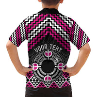 Personalised Aotearoa Niho Taniwha Motif Family Matching Summer Maxi Dress and Hawaiian Shirt Pink Style LT9 - Polynesian Pride