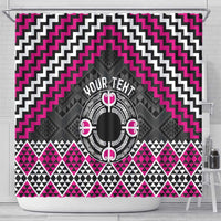 Personalised Aotearoa Niho Taniwha Motif Shower Curtain Pink Style
