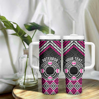 Personalised Aotearoa Niho Taniwha Motif Tumbler With Handle Pink Style LT9 - Polynesian Pride
