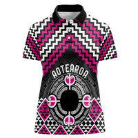 Personalised Aotearoa Niho Taniwha Motif Women Polo Shirt Pink Style