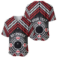 Personalised Aotearoa Niho Taniwha Motif Baseball Jersey Red Style LT9 - Polynesian Pride