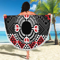 Personalised Aotearoa Niho Taniwha Motif Beach Blanket Red Style