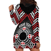 Personalised Aotearoa Niho Taniwha Motif Hoodie Dress Red Style
