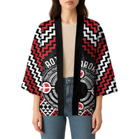 Personalised Aotearoa Niho Taniwha Motif Kimono Red Style - Polynesian Pride