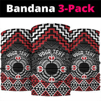 Personalised Aotearoa Niho Taniwha Motif Neck Gaiter Red Style - Polynesian Pride