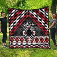Personalised Aotearoa Niho Taniwha Motif Quilt Red Style LT9 - Polynesian Pride