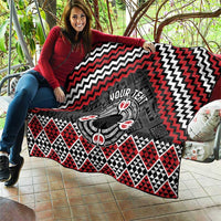 Personalised Aotearoa Niho Taniwha Motif Quilt Red Style LT9 - Polynesian Pride