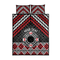 Personalised Aotearoa Niho Taniwha Motif Quilt Bed Set Red Style