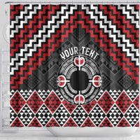Personalised Aotearoa Niho Taniwha Motif Shower Curtain Red Style