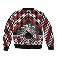Personalised Aotearoa Niho Taniwha Motif Sleeve Zip Bomber Jacket Red Style