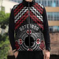 Personalised Aotearoa Niho Taniwha Motif Sleeveless Puffer Jacket Red Style - Polynesian Pride