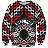 Personalised Aotearoa Niho Taniwha Motif Sweatshirt Red Style LT9 Unisex Red - Polynesian Pride