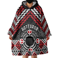 Personalised Aotearoa Niho Taniwha Motif Wearable Blanket Hoodie Red Style