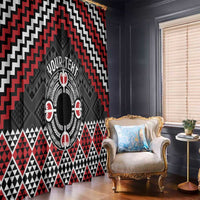 Personalised Aotearoa Niho Taniwha Motif Window Curtain Red Style