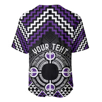 Personalised Aotearoa Niho Taniwha Motif Baseball Jersey Violet Style LT9 - Polynesian Pride