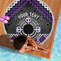 Personalised Aotearoa Niho Taniwha Motif Beach Blanket Violet Style
