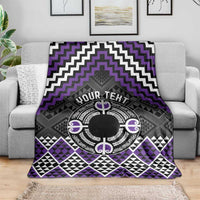 Personalised Aotearoa Niho Taniwha Motif Blanket Violet Style